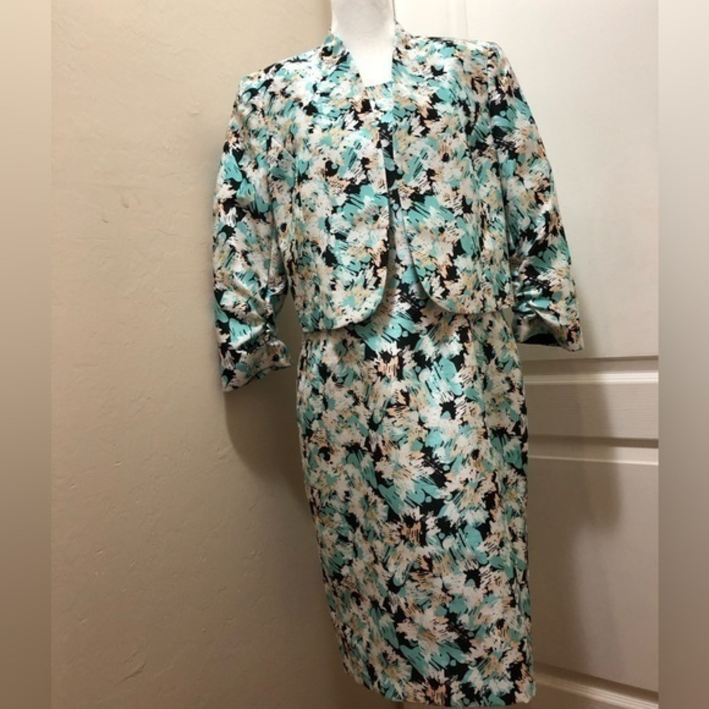 Black Label by Evan Picone Sleeveless Dress & Jacket 3/4 Sleeves Size 6